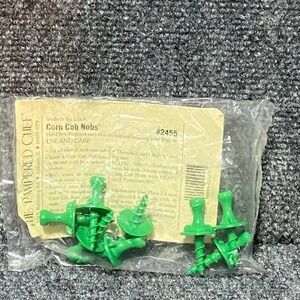 Pampered Chef Corn Cob Nobs 2455 Vintage Green Screw-In Corn Holders Set of 8